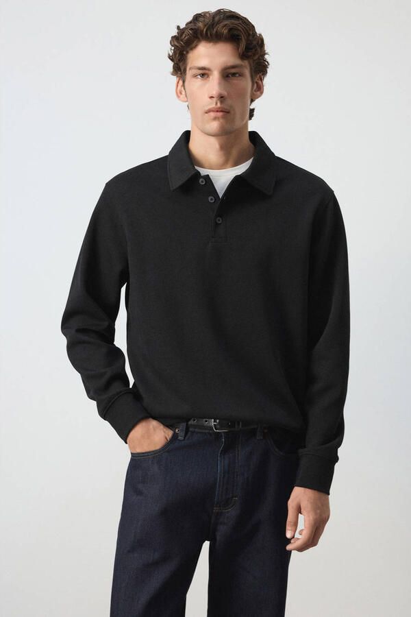Mango Man regular fit sweater zwart