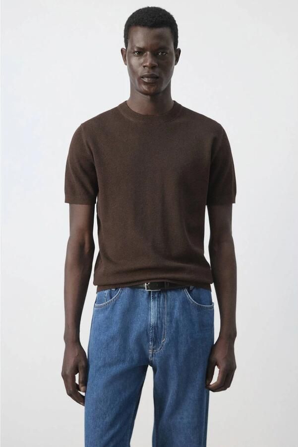 Mango Man regular fit T-shirt bruin