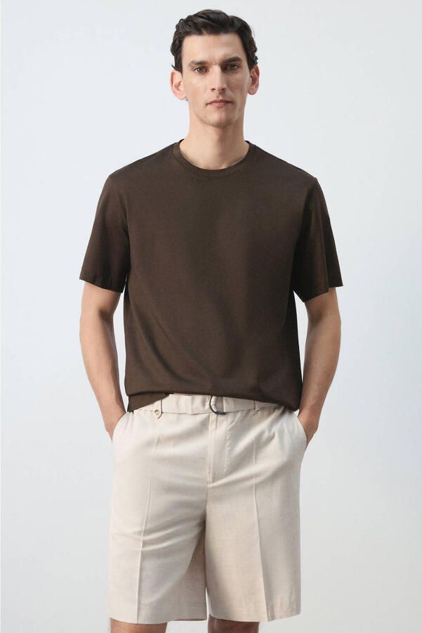 Mango Man regular fit T-shirt bruin