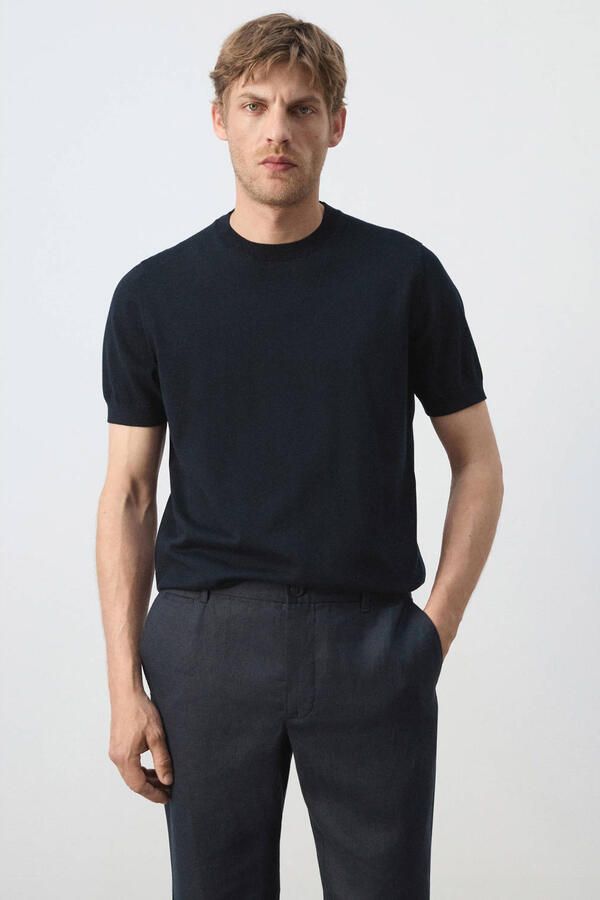 Mango Man regular fit T-shirt donkerblauw