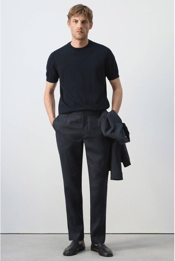 Mango Man regular fit T-shirt donkerblauw - Foto 2
