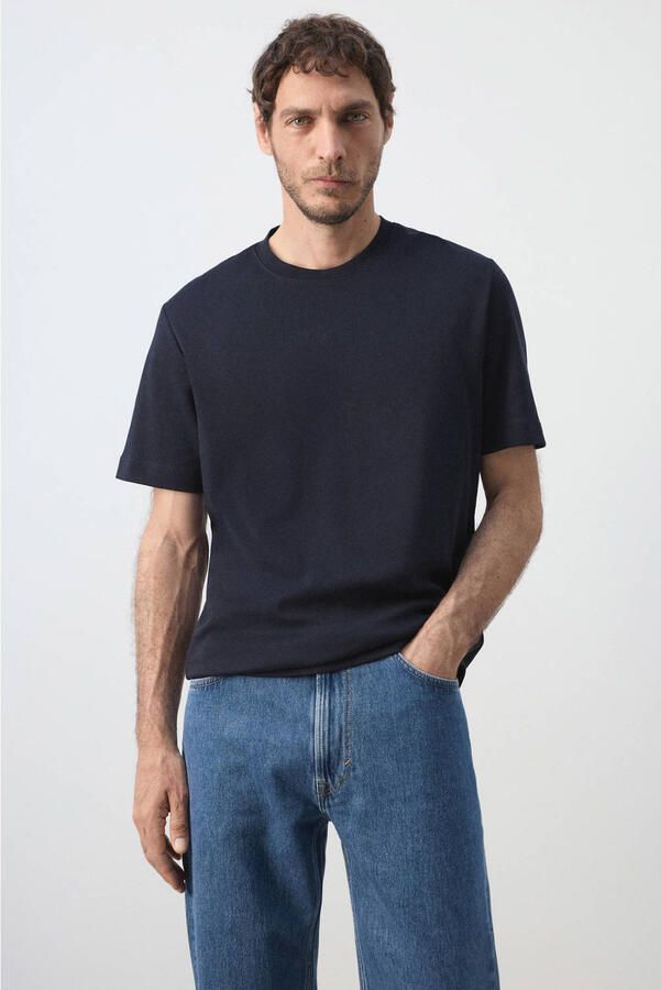 Mango Man regular fit T-shirt donkerblauw