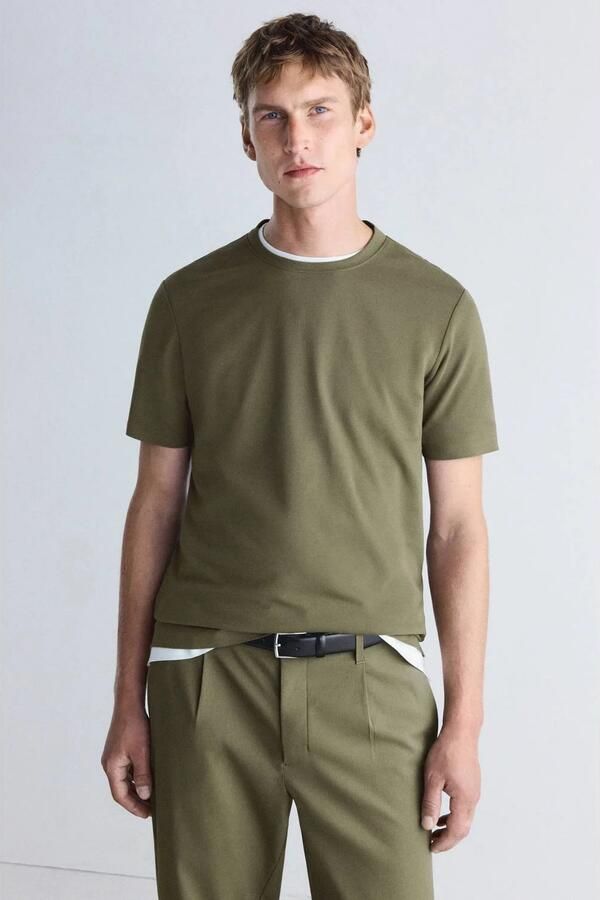 Mango Man regular fit T-shirt kaki