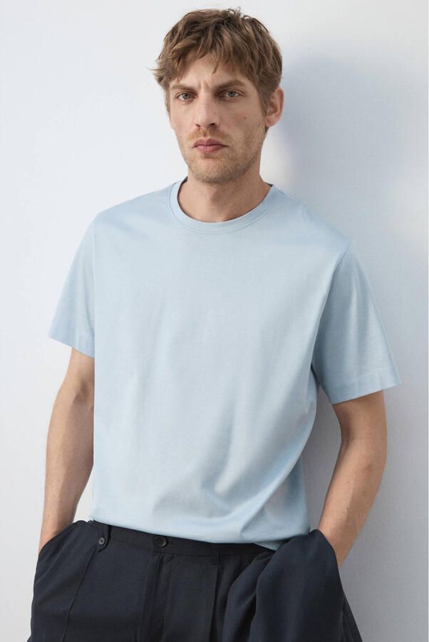 Mango Man regular fit T-shirt lichtblauw - Foto 2