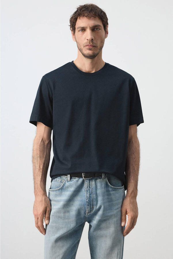 Mango Man regular fit T-shirt marineblauw