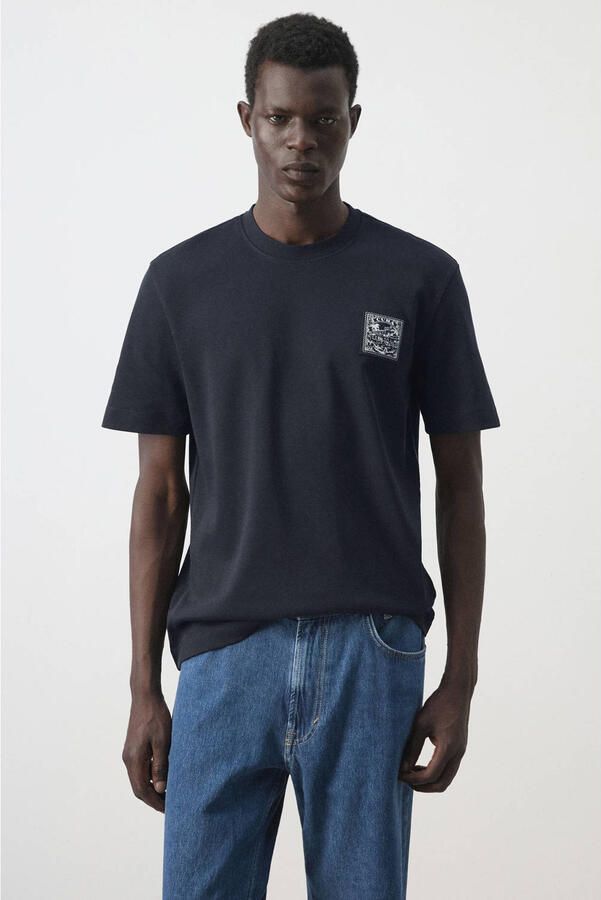 Mango Man regular fit T-shirt marineblauw