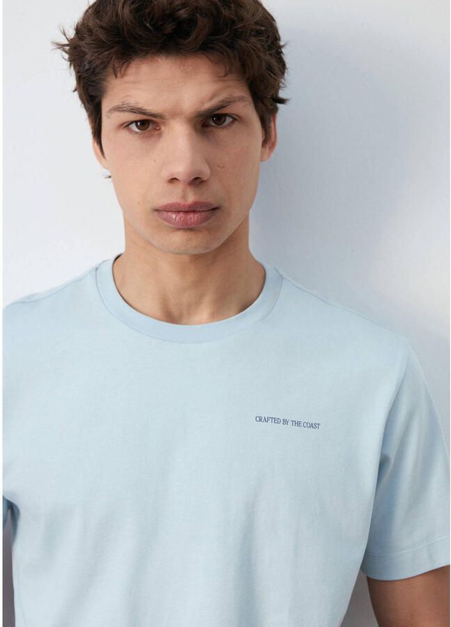 Mango Man regular fit T-shirt met backprint lichtblauw - Foto 2