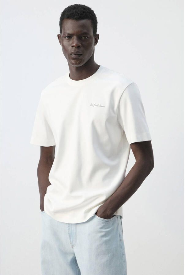 Mango Man regular fit T-shirt met backprint wit