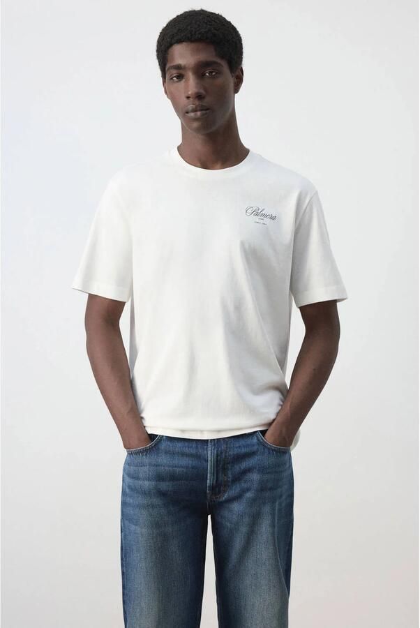 Mango Man regular fit T-shirt met backprint wit