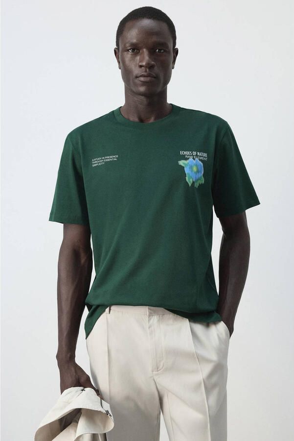 Mango Man regular fit T-shirt met print heldergroen