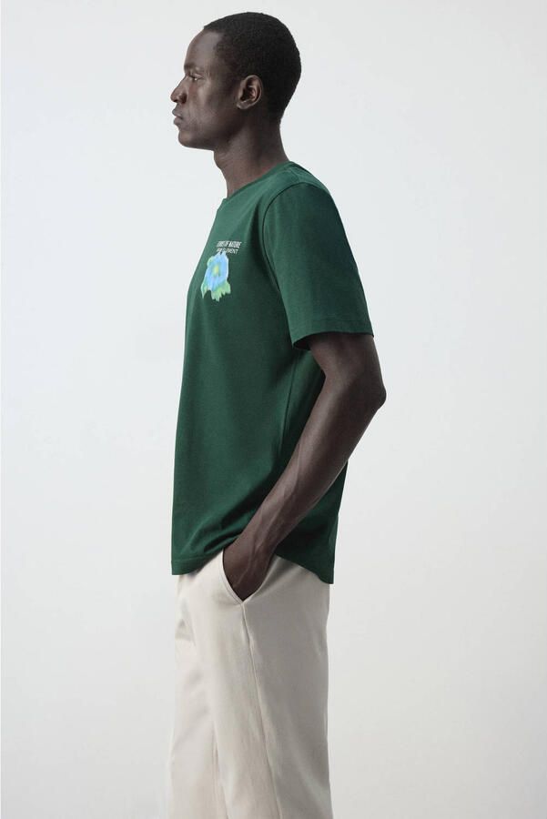 Mango Man regular fit T-shirt met print heldergroen - Foto 3