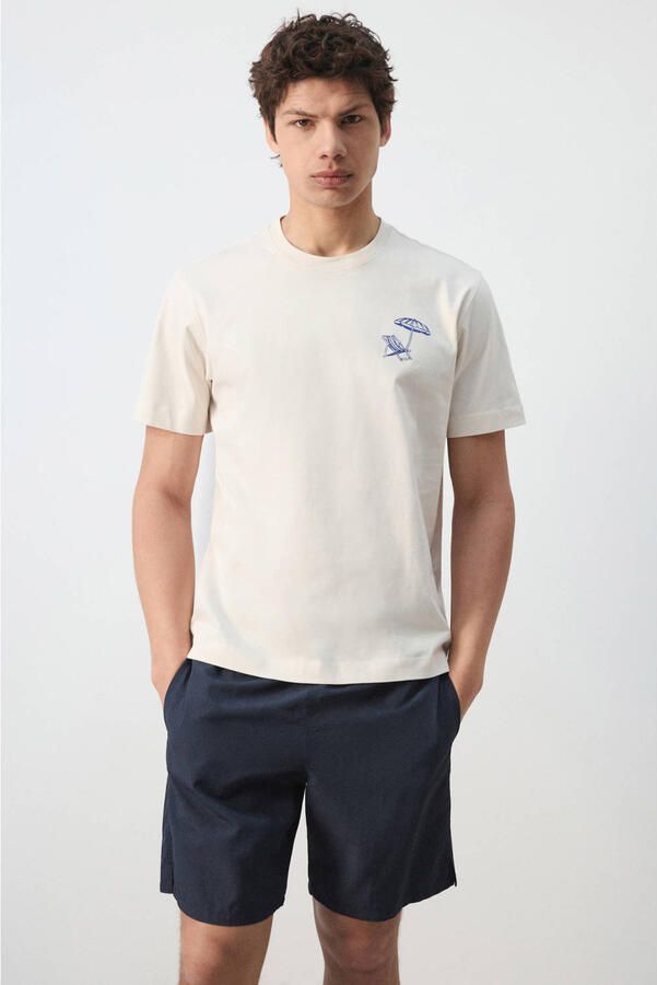 Mango Man regular fit T-shirt met print wit