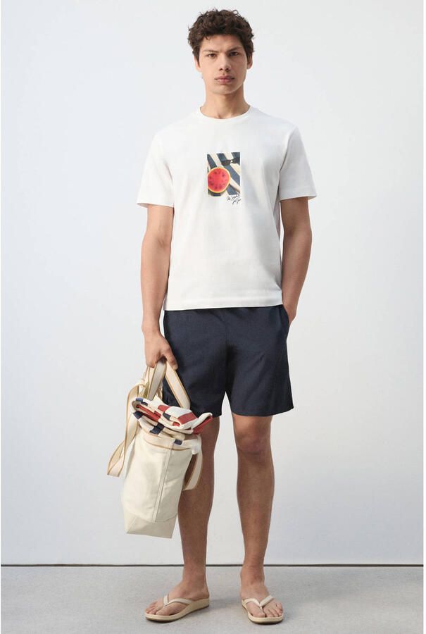 Mango Man regular fit t-shirt met print wit - Foto 2