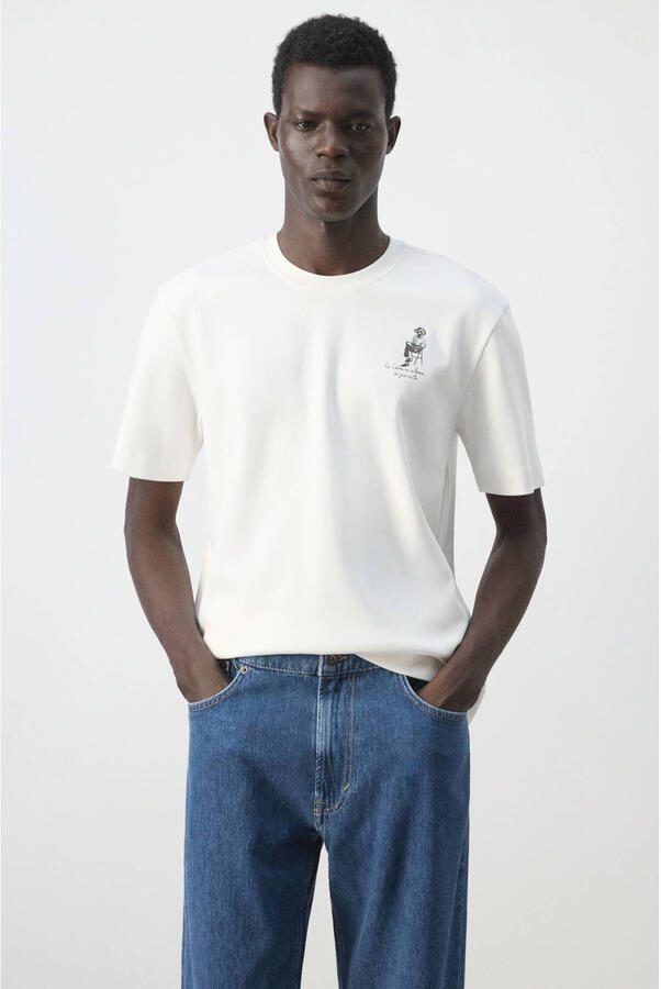 Mango Man regular fit T-shirt met print wit