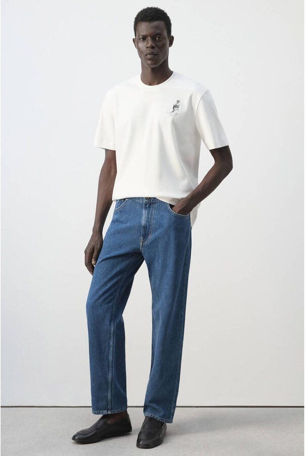 Mango Man regular fit T-shirt met print wit - Foto 3