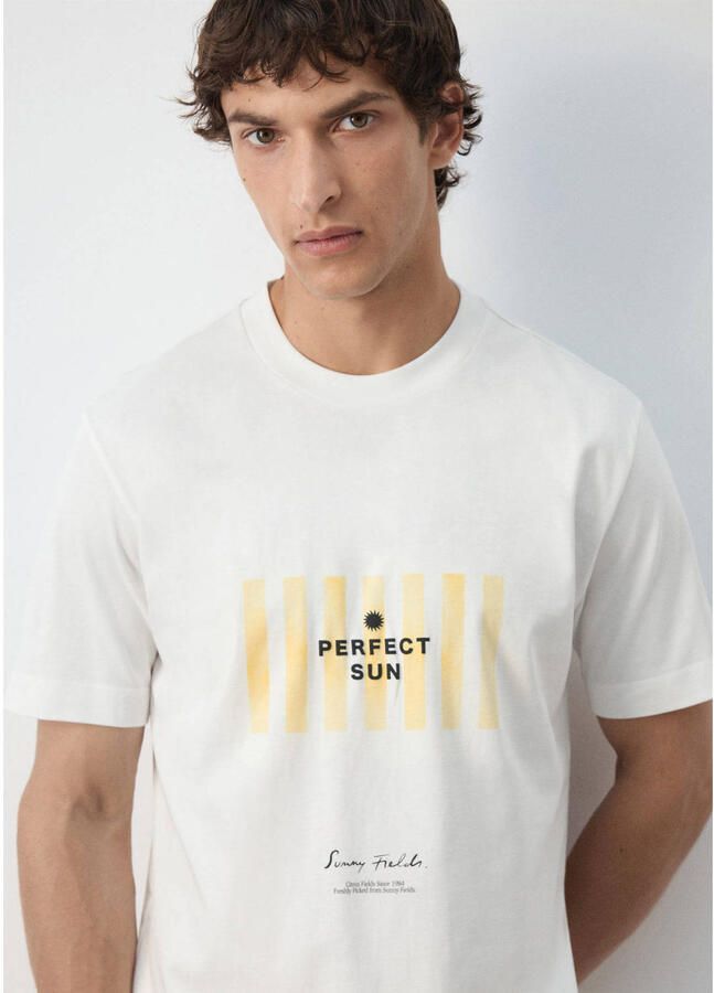 Mango Man regular fit T-shirt met print wit