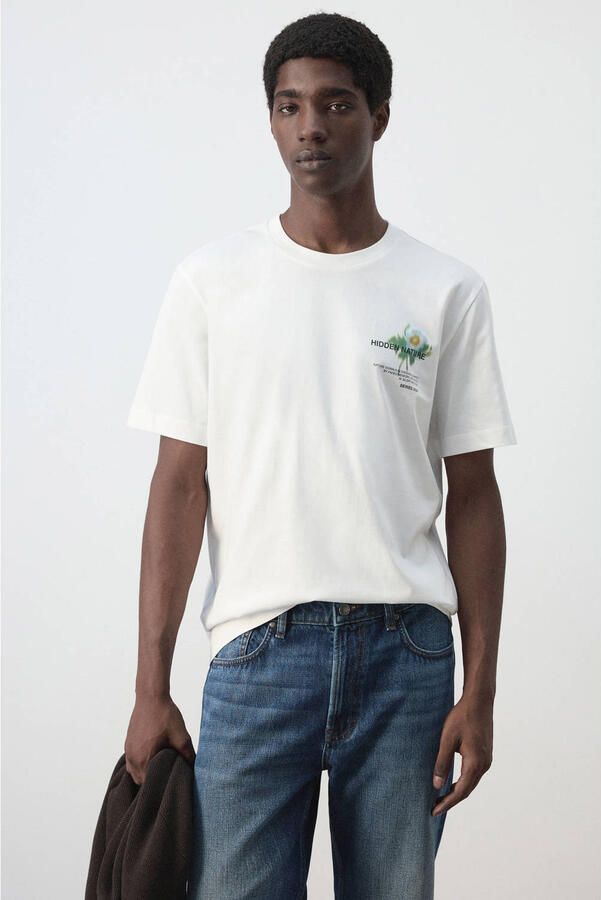 Mango Man regular fit T-shirt met print wit