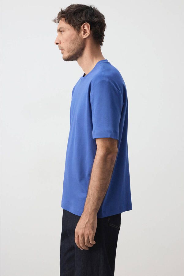 Mango Man regular fit T-shirt middenblauw - Foto 3