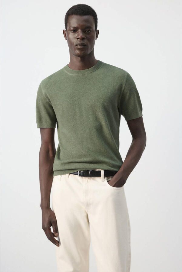 Mango Man regular fit T-shirt middengroen