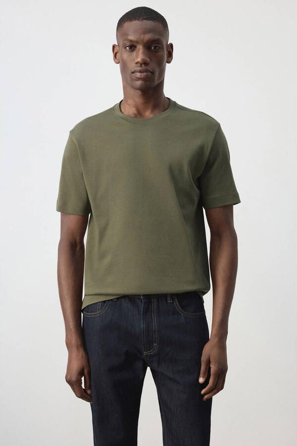 Mango Man regular fit T-shirt middengroen