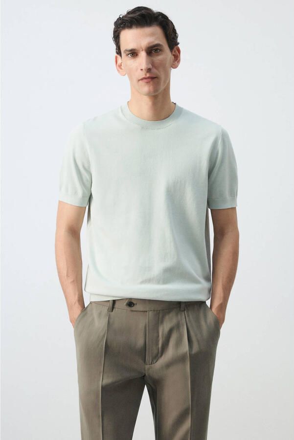 Mango Man regular fit T-shirt mintgroen