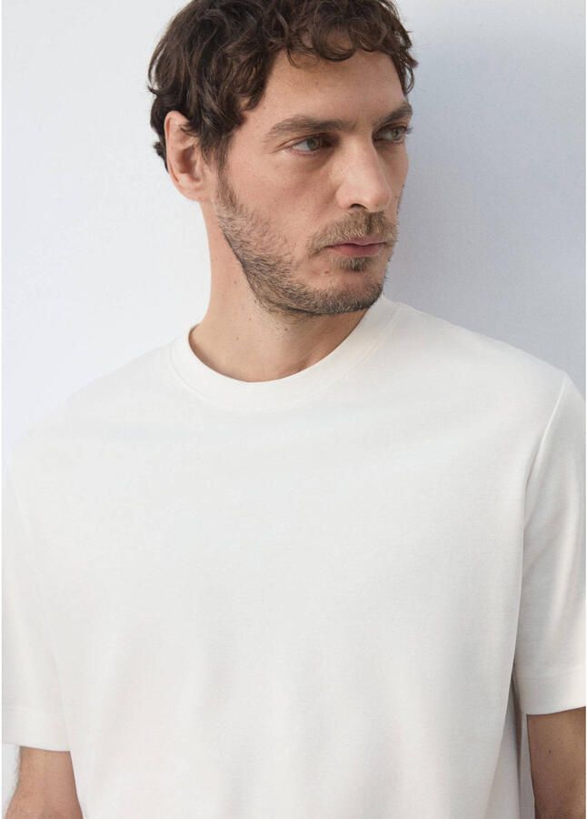 Mango Man regular fit T-shirt naturel wit - Foto 2