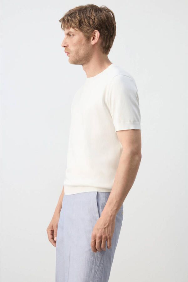 Mango Man regular fit T-shirt naturel wit - Foto 3