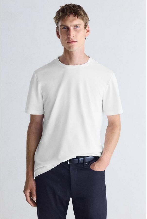 Mango Man regular fit T-shirt naturel wit