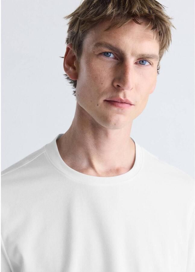 Mango Man regular fit T-shirt naturel wit - Foto 2