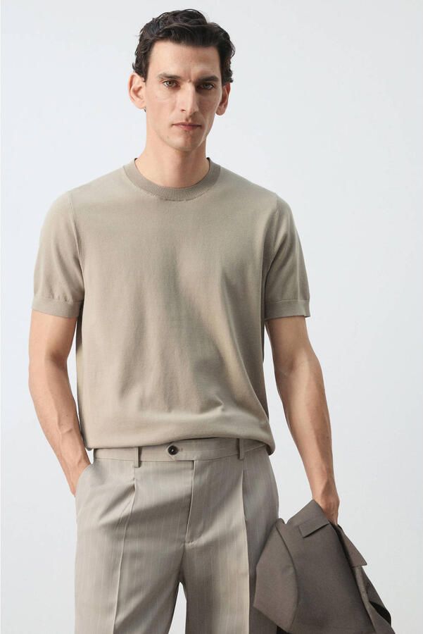 Mango Man regular fit T-shirt pastelbruin