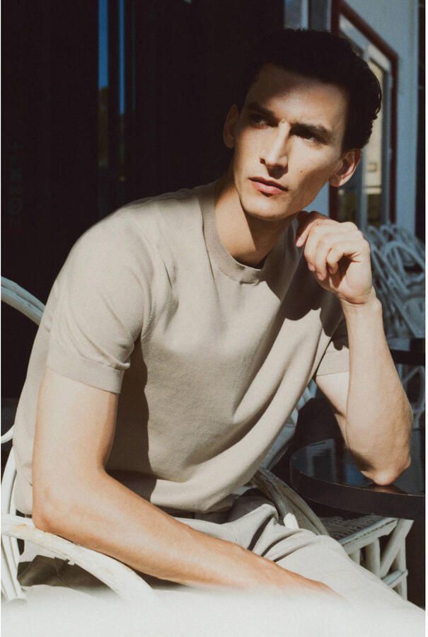 Mango Man regular fit T-shirt pastelbruin - Foto 3