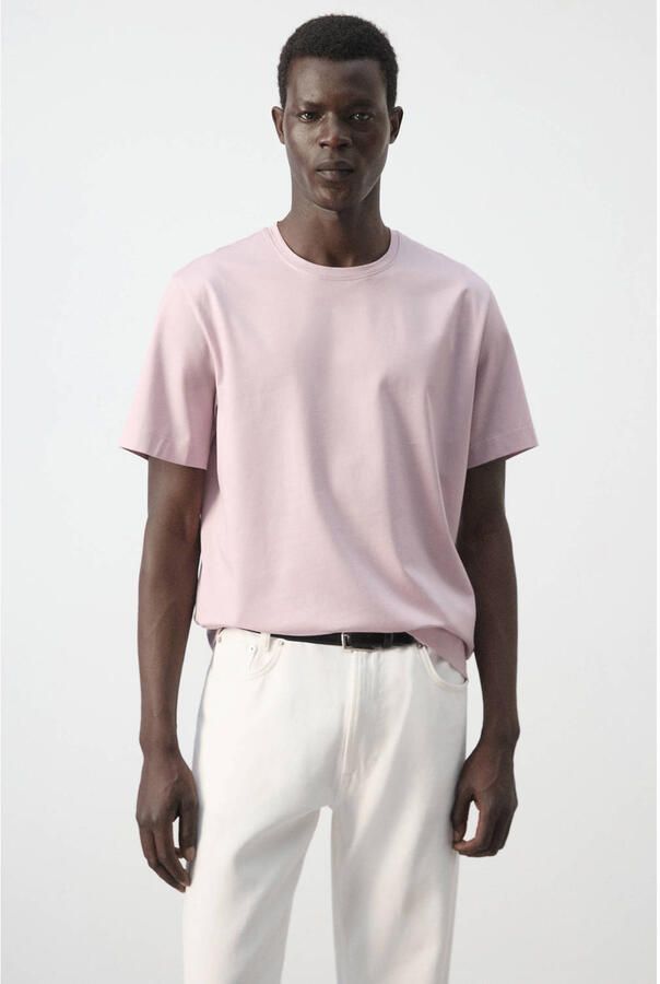 Mango Man regular fit T-shirt pastelroze