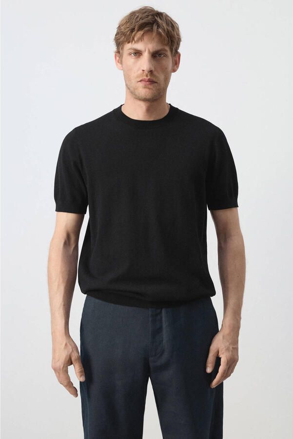 Mango Man regular fit T-shirt zwart