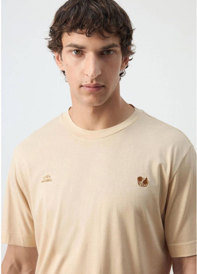 Mango Man regular fit tie-dye T-shirt lichtbeige