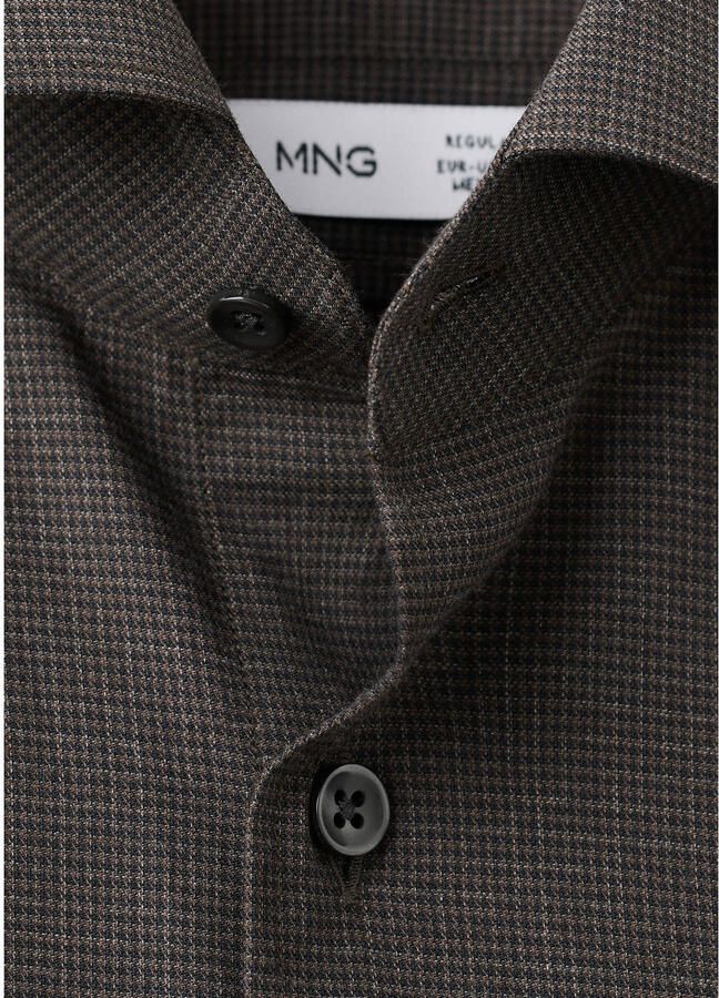 Mango Man Regular geruit casual overhemd bruin - Foto 2