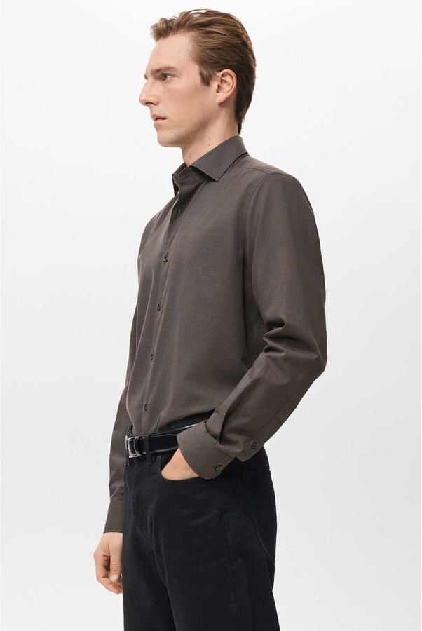 Mango Man Regular geruit casual overhemd bruin - Foto 3