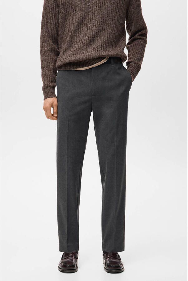 Mango Man regular geruite chino grijsbruin