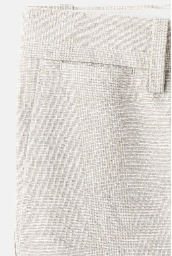 Mango Man regular geruite pantalon met linnen beige - Foto 2