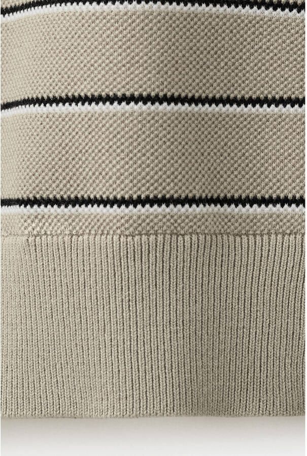 Mango Man regular gestreept T-shirt gebreid beige - Foto 2