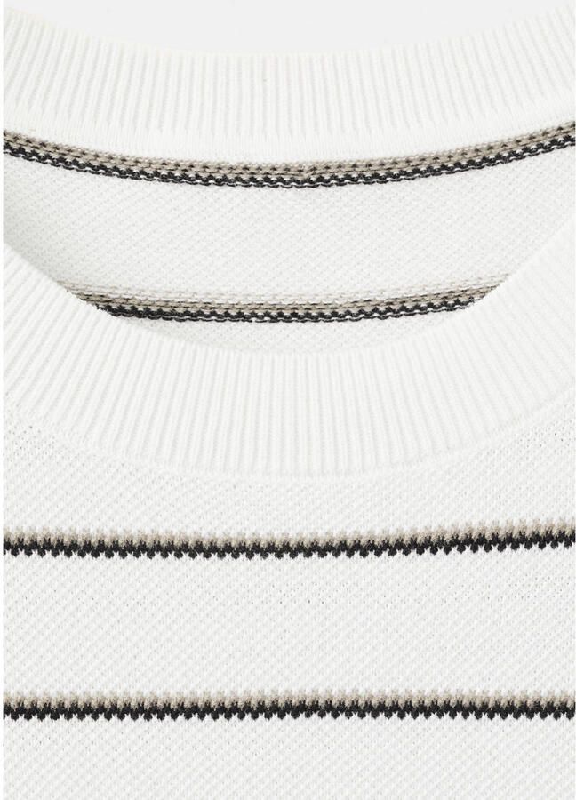 Mango Man regular gestreept T-shirt gebreid ecru - Foto 2