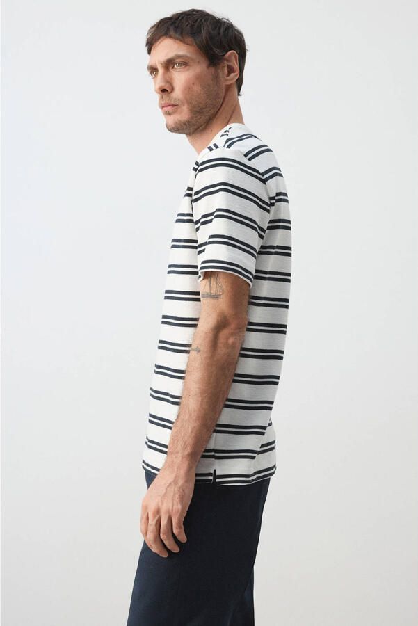 Mango Man regular gestreept T-shirt wit - Foto 3