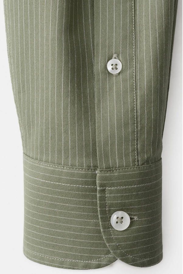 Mango Man regular gestreepte casual overhemd groen - Foto 3