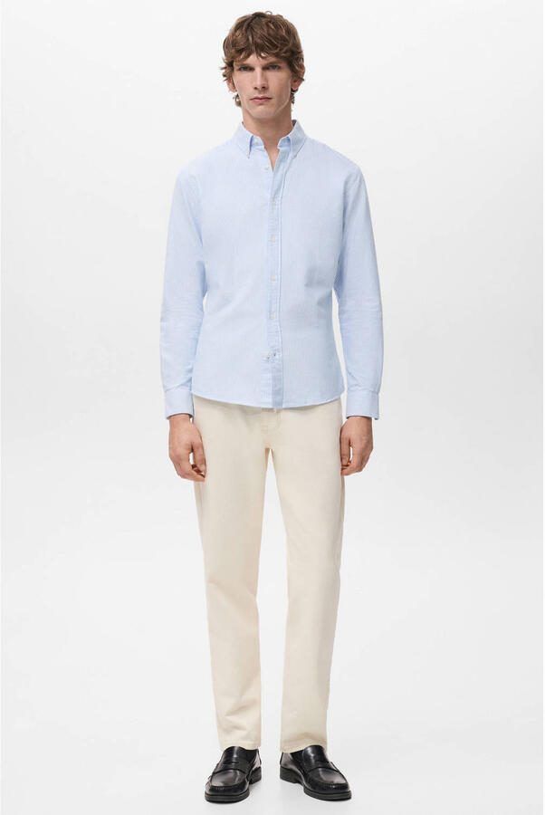 Mango Man Regular gestreepte casual overhemd lichtblauw - Foto 3