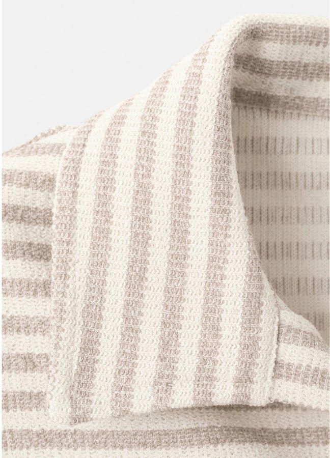 Mango Man regular gestreepte polo beige - Foto 2