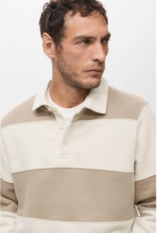Mango Man regular gestreepte polo beige - Foto 3