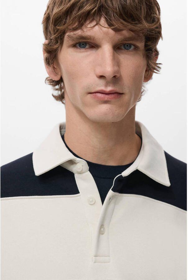 Mango Man regular gestreepte polo donkerblauw - Foto 2