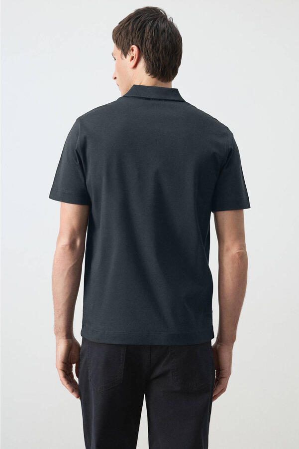 Mango Man regular polo donkerblauw - Foto 3