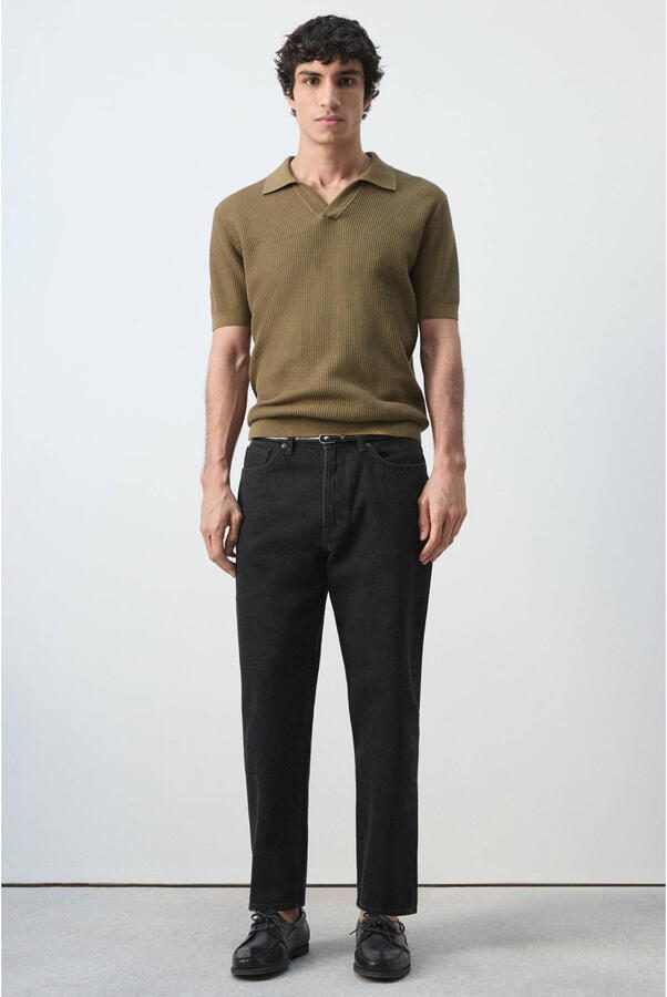 Mango Man regular polo gebreid beige kaki - Foto 2