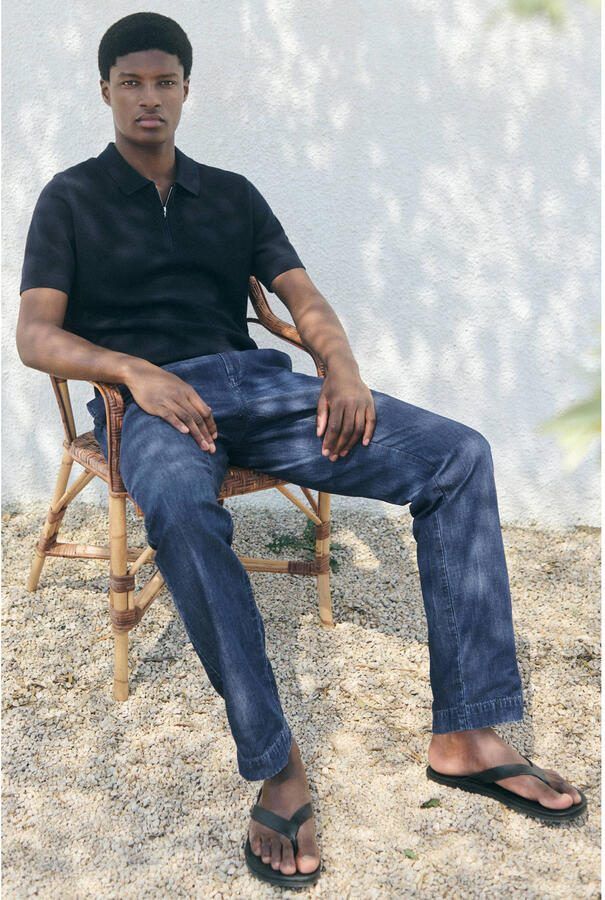 Mango Man regular polo gebreid donkerblauw - Foto 2