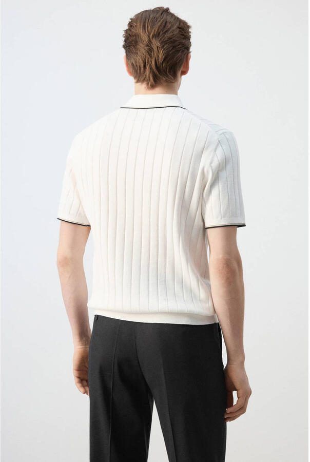 Mango Man regular polo gebreid ecru - Foto 3